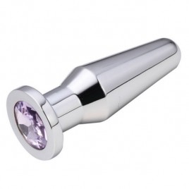 Конусная пробка с кристаллом Anal Plug Silver Purple L