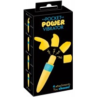 Перезаряжаемый мини-стимулятор с вибрацией и сменными насадками Pocket Power Vibrator
