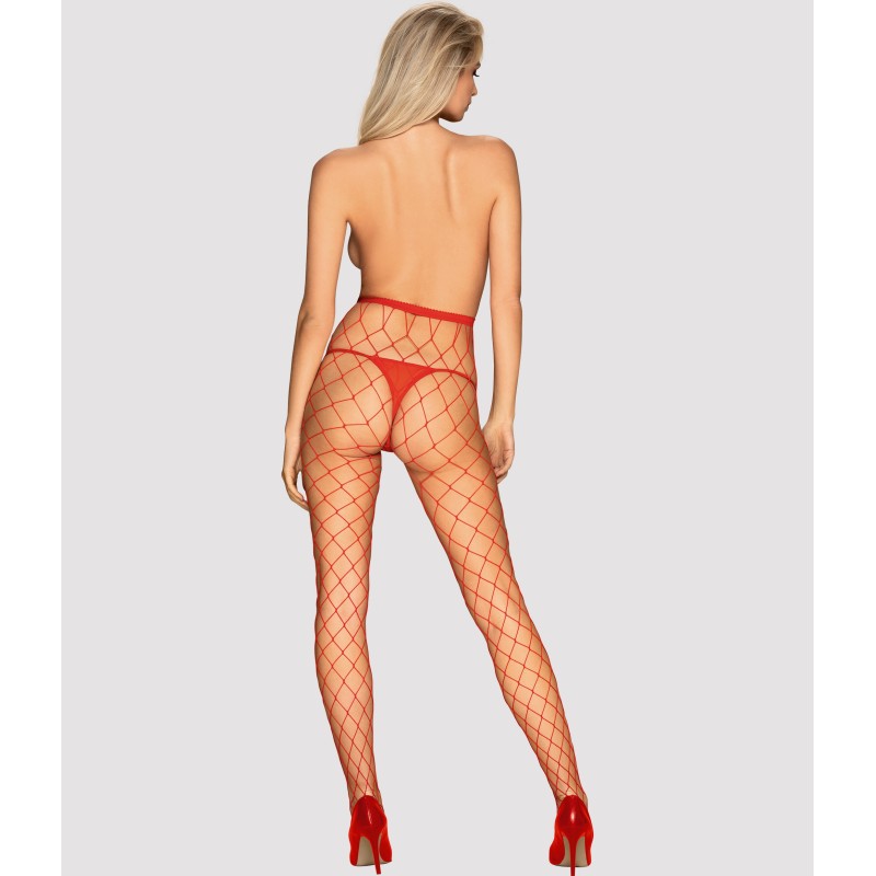 Сексуальные красные колготки в крупную сетку S/L
