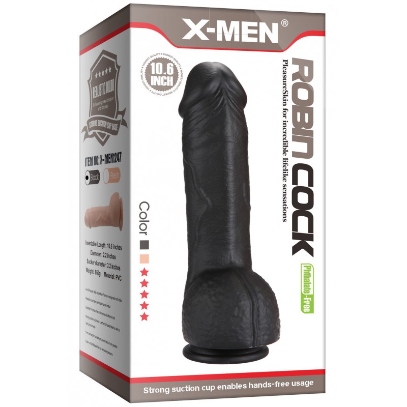 Фаллос-гигант черного цвета X-Men Robin Cock 27 см