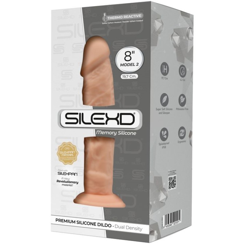 Фаллоимитатор без мошонки с эффектом памяти SilexD Premium Dildo 20 см телесный