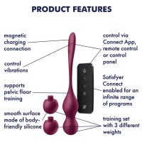 Вагинальные смарт-шарики с вибрацией и сменными утяжелителями Satisfyer Love Birds Vary бордовый