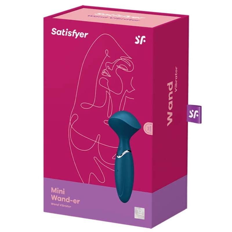 Перезаряжаемый мини-массажер с вибрацией Satisfyer Mini Wand-er синий