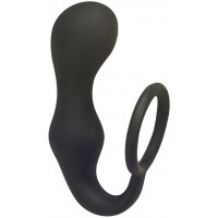 Изображение  Анальная пробка с кольцом на пенис Double Pleasure Anal Plug Black