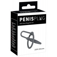 Силиконовый уретральный плаг с кольцом под головку Penis Plug