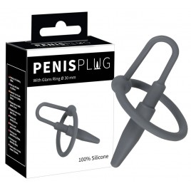 Силиконовый уретральный плаг с кольцом под головку Penis Plug