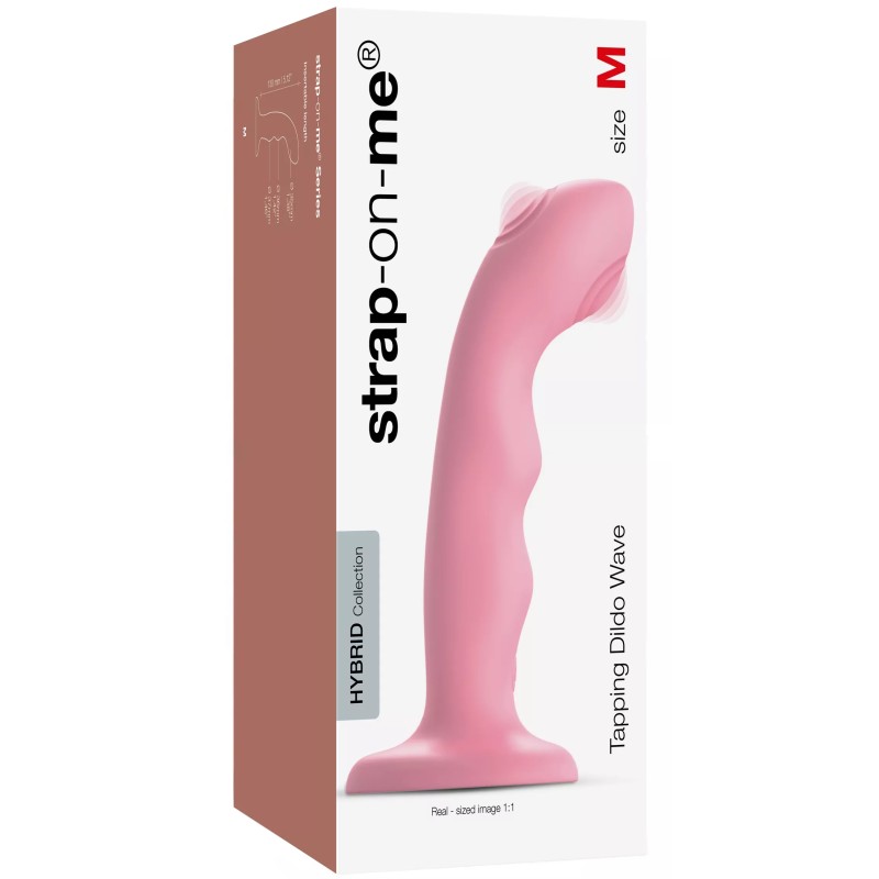 Универсальный стимулятор с двойной точечной пульсацией Strap-On-Me Tapping Dildo Wave M коралловый 15 см