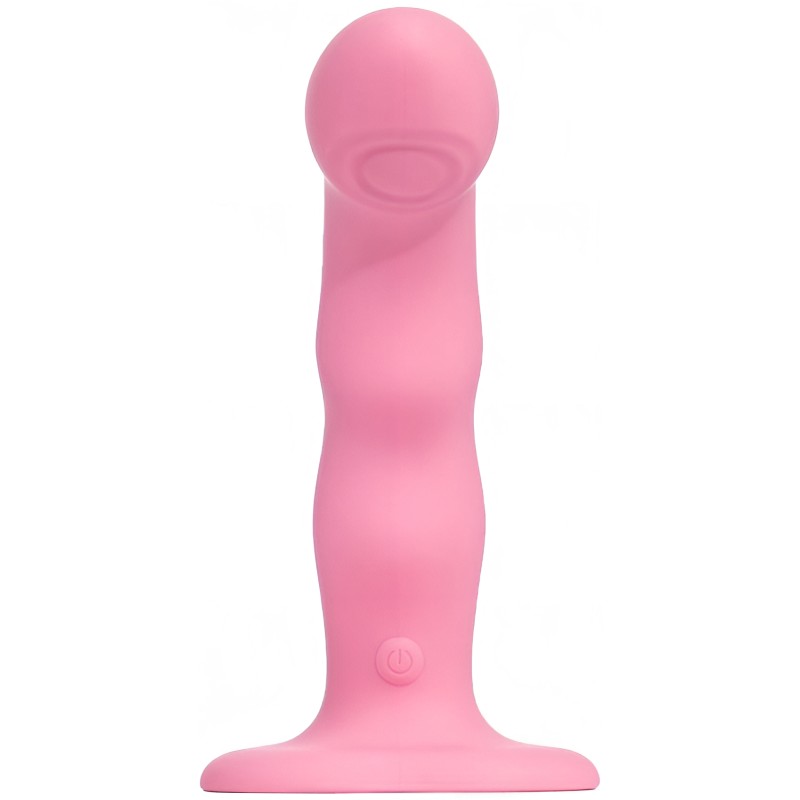 Универсальный стимулятор с двойной точечной пульсацией Strap-On-Me Tapping Dildo Wave M коралловый 15 см