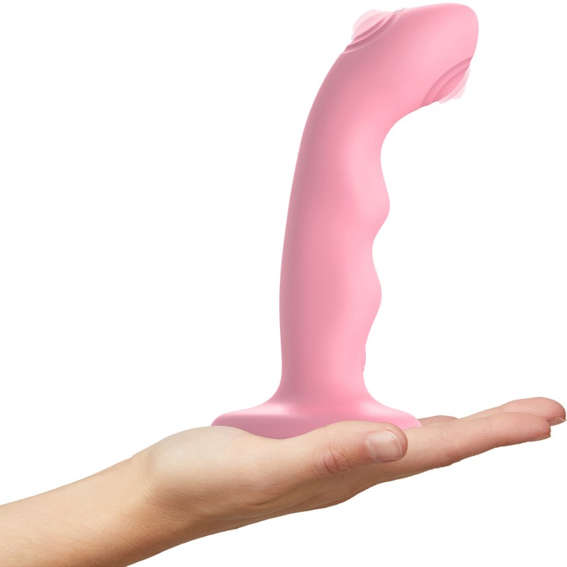 Универсальный стимулятор с двойной точечной пульсацией Strap-On-Me Tapping Dildo Wave M коралловый 15 см