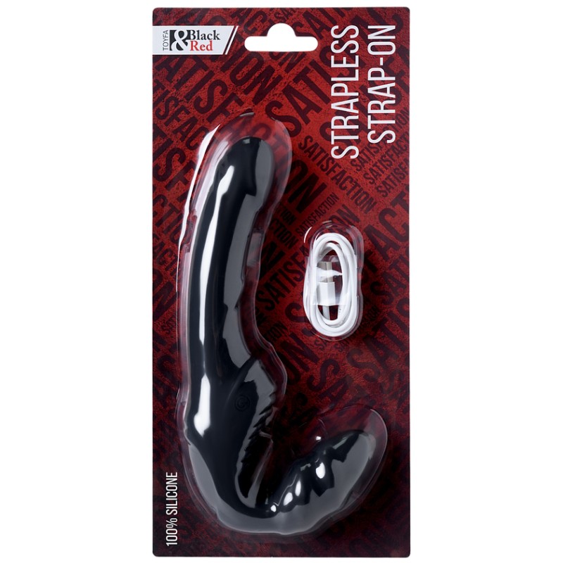Безремневой страпон с вибрацией Black and Red by Toyfa 35 см черный