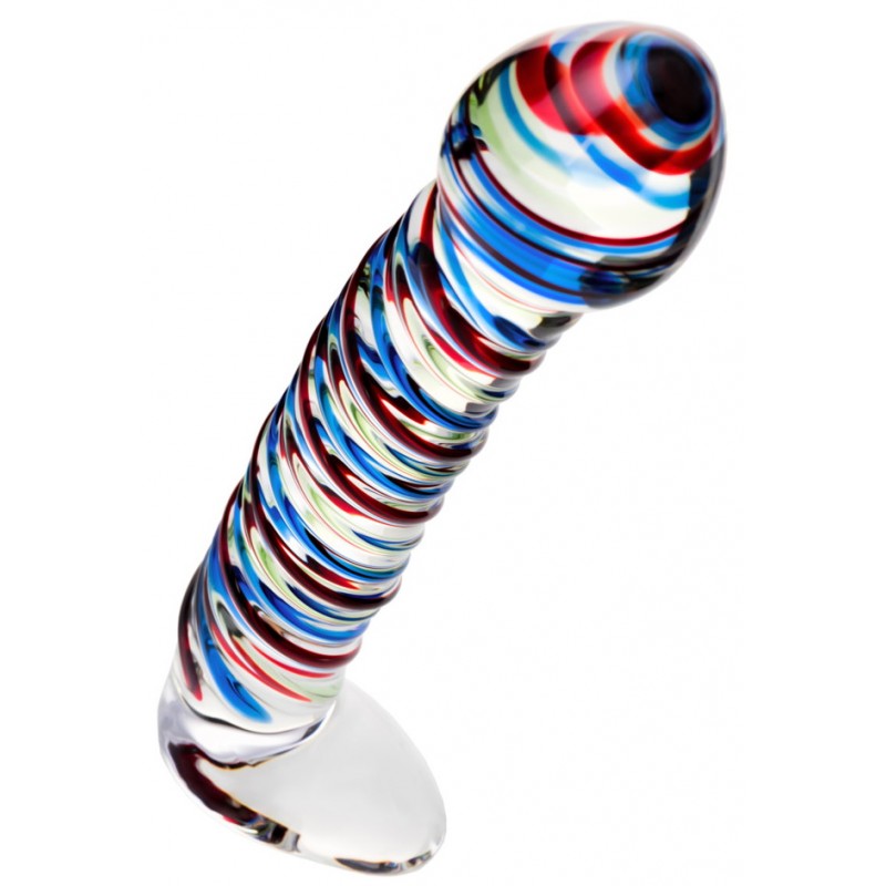 Изображение Sexus Glass Ребристый фаллос из стекла Sexus Glass 17 см