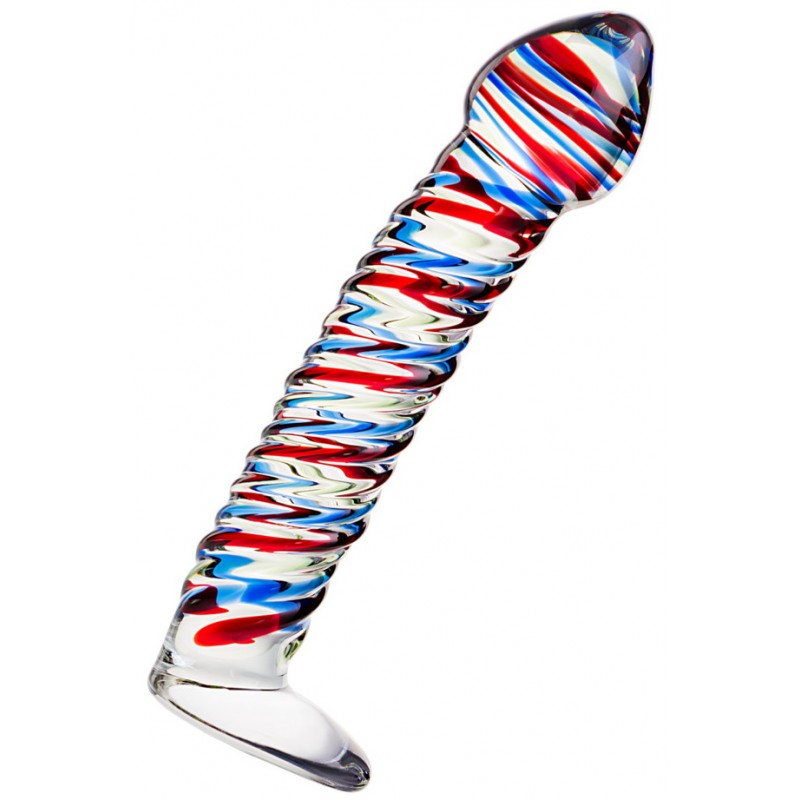 Изображение Sexus Glass Ребристый фаллос из стекла Sexus Glass 17 см