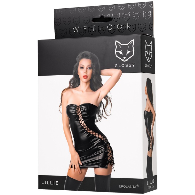 Мини-платье на шнуровке Glossy Lillie из материала Wetlook L