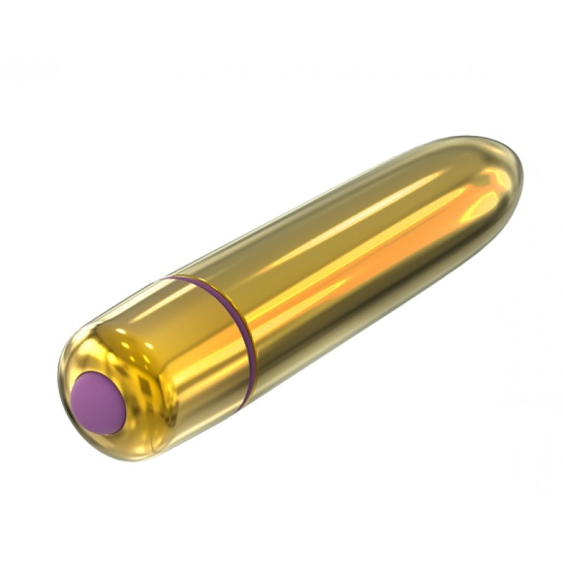 Золотистая вибропуля X-Basic Bullet Long Lovetoy с 10 режимами вибрации