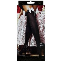 Матовые черные чулки с кружевом и бантиком French Maid OS