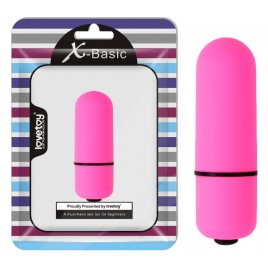 Розовая вибропуля X-Basic Bullet Mini Lovetoy с 10 режимами вибрации