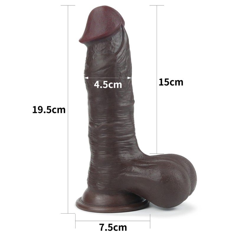 Фото Lovetoy, Китай Черный фаллоимитатор на присоске Lovetoy Sliding-Skin Dual Layer Dong 20 см
