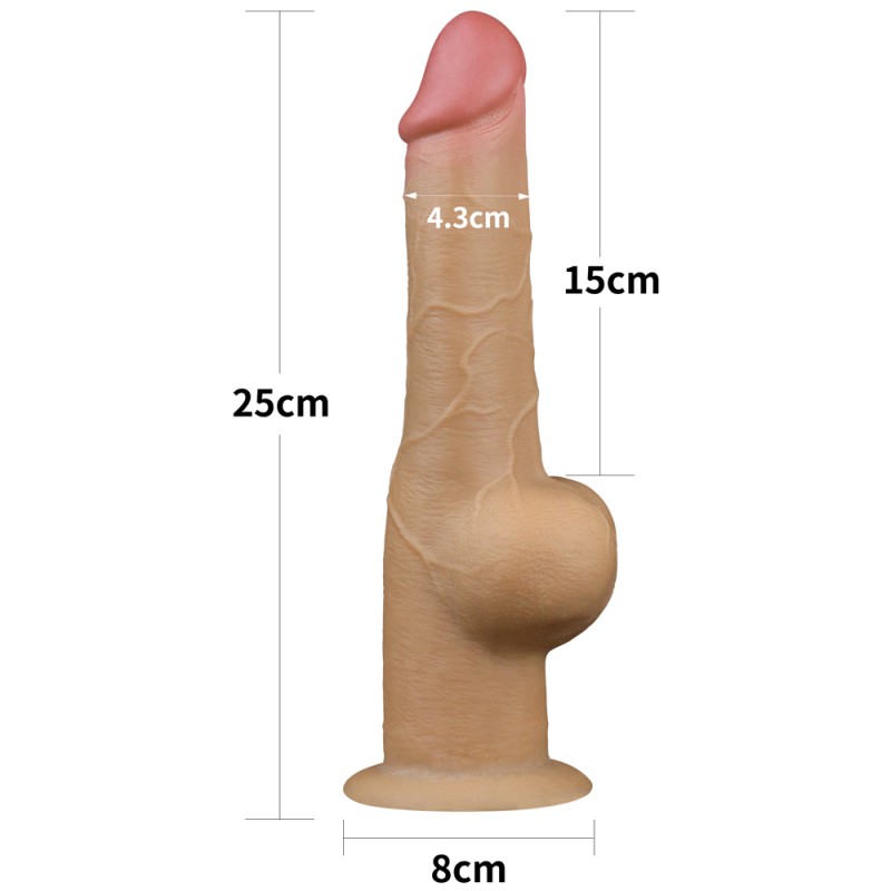 Реалистичный фаллос с высоко посаженной мошонкой Lovetoy Silicone Cock 25 см
