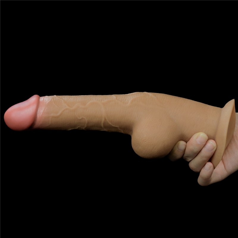 Реалистичный фаллос с высоко посаженной мошонкой Lovetoy Silicone Cock 25 см