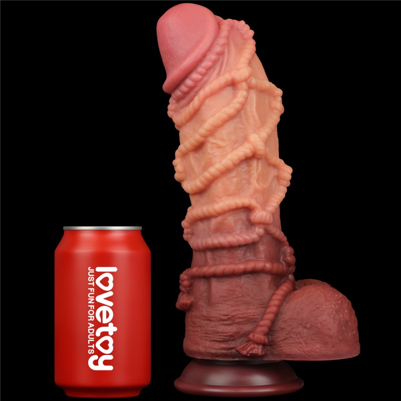 Изображение Lovetoy, Китай Реалистичный фаллоимитатор с мошонкой и рельефом из веревок Lovetoy Silicone Cock with Rope 27 см