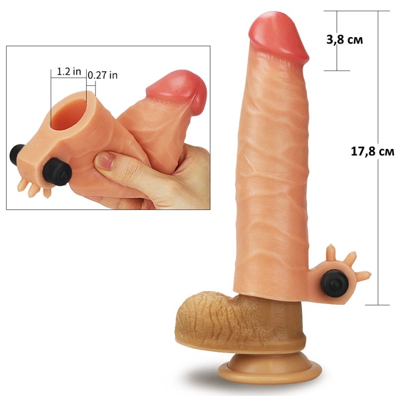 Насадка на пенис с вибрацией Revolutionary Silicone Nature Extender + 2 см к длине