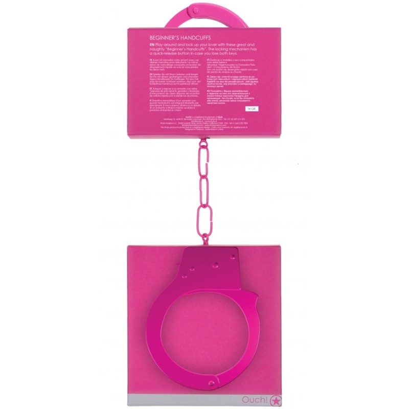 Розовые металлические наручники Ouch Beginners Handcuffs