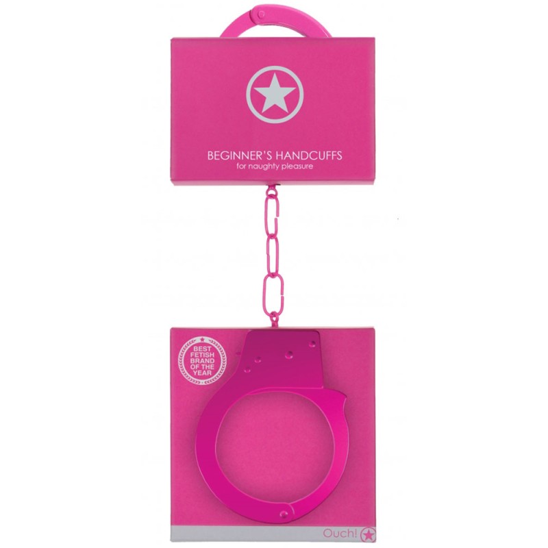 Розовые металлические наручники Ouch Beginners Handcuffs