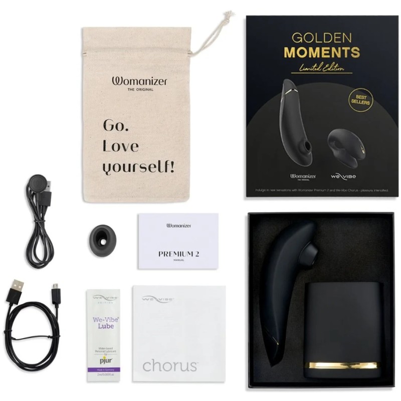 Набор стимуляторов для пар Golden Moments 2 Womanizer Premium 2 + We-Vibe Chorus