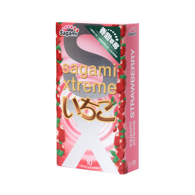 Презервативы латексные Sagami Xtreme Strawberry №10, 19 см