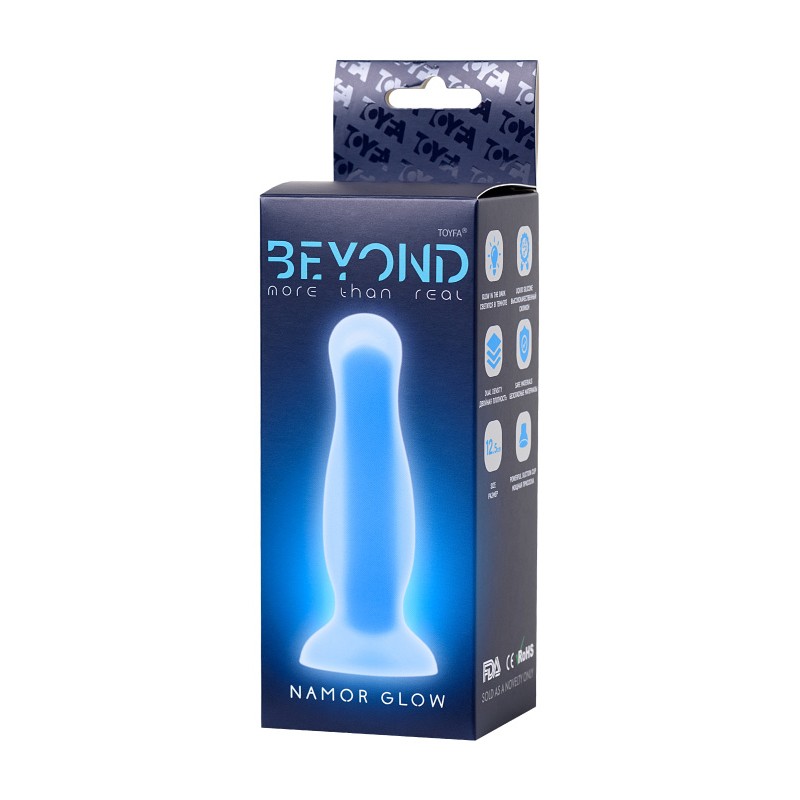 Анальная втулка светящаяся в темноте Beyond by Toyfa Namor Glow, силикон, прозрачный, 12,5 см