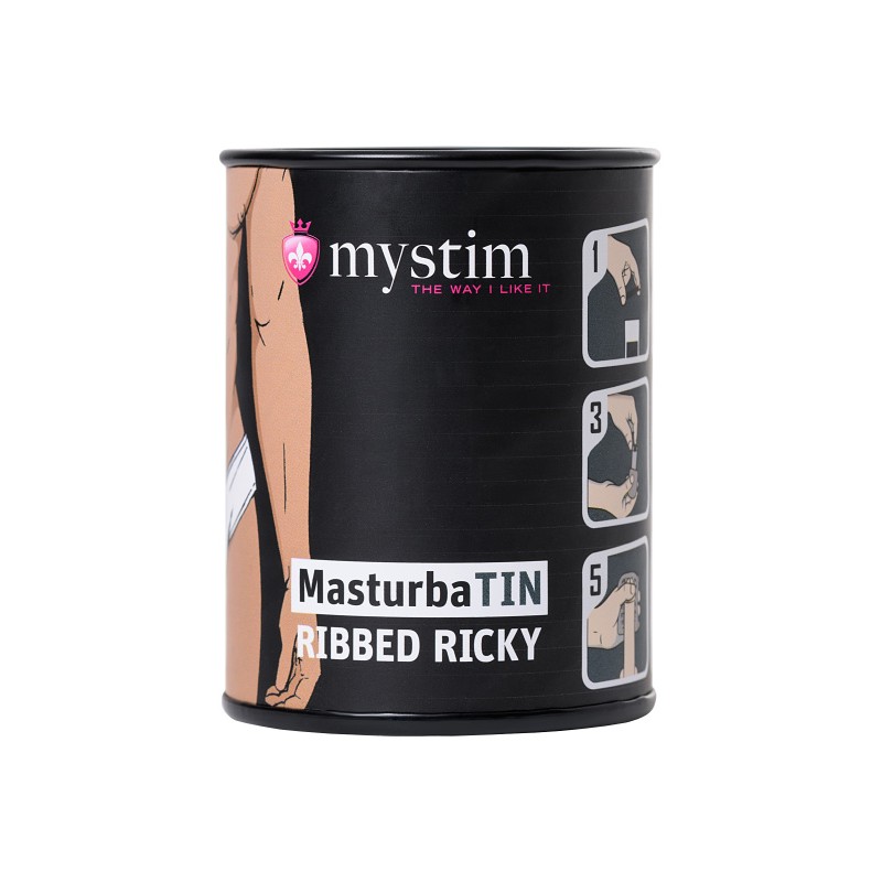 Мастурбатор MasturbaTIN Ribbed Ricky, TPE, белый,4.5 см