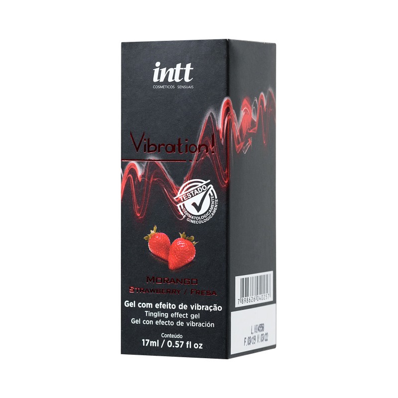 Жидкий массажный гель INTT VIBRATION Strawberry с эффектом вибрации и ароматом клубники, 17 мл