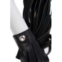 Плеть Pecado BDSM, белая рукоять, чёрные хлысты, натуральная кожа