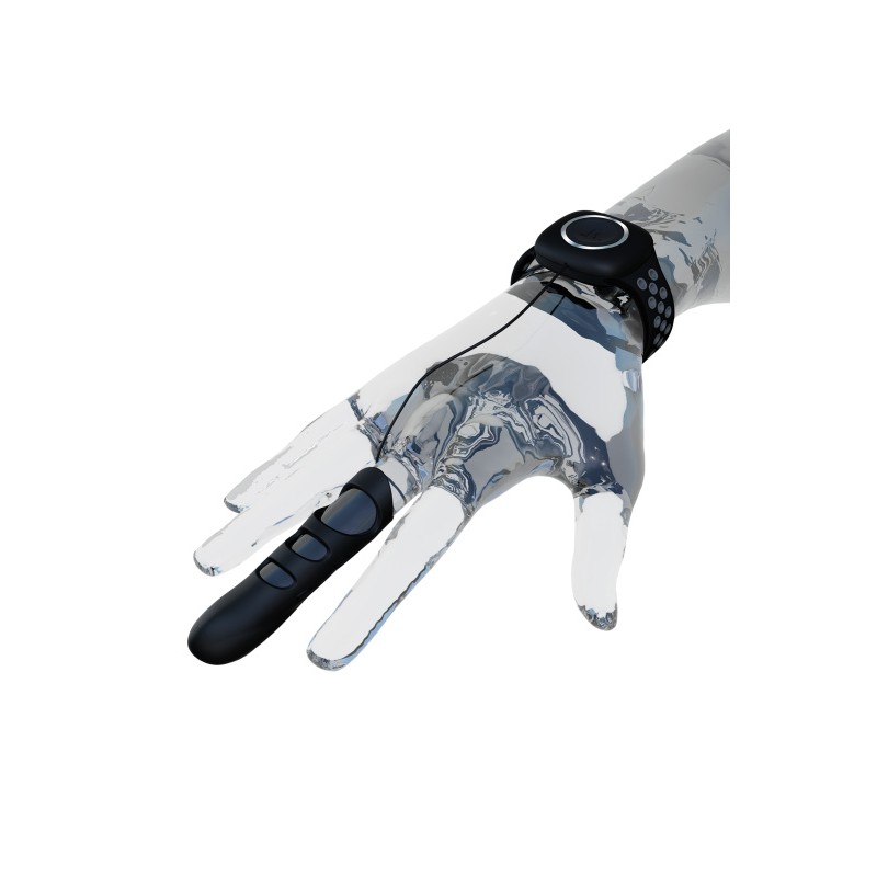 Вибронасадка на палец Adrien Lastic Touche размер L, силикон, чёрный, 8,9 см
