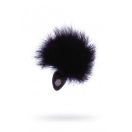 Анальная втулка с чёрным заячьим хвостом Ø 3,2 см