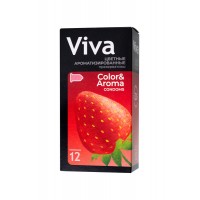 Презервативы Viva, цветные, аромат, латекс, 18,5 см, 5,3 см, 12 шт.