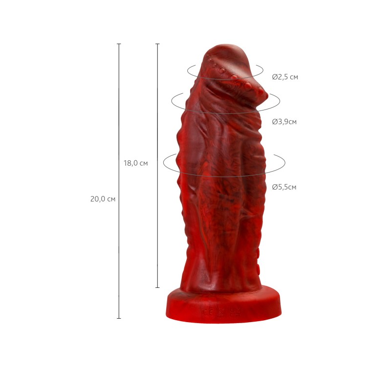 Вибратор Black&Red by TOYFA Monster Saur, силикон, красно-черный, 21,7 см