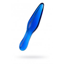 Двусторонний фаллоимитатор Sexus Glass, стекло, синий, 17,5 см