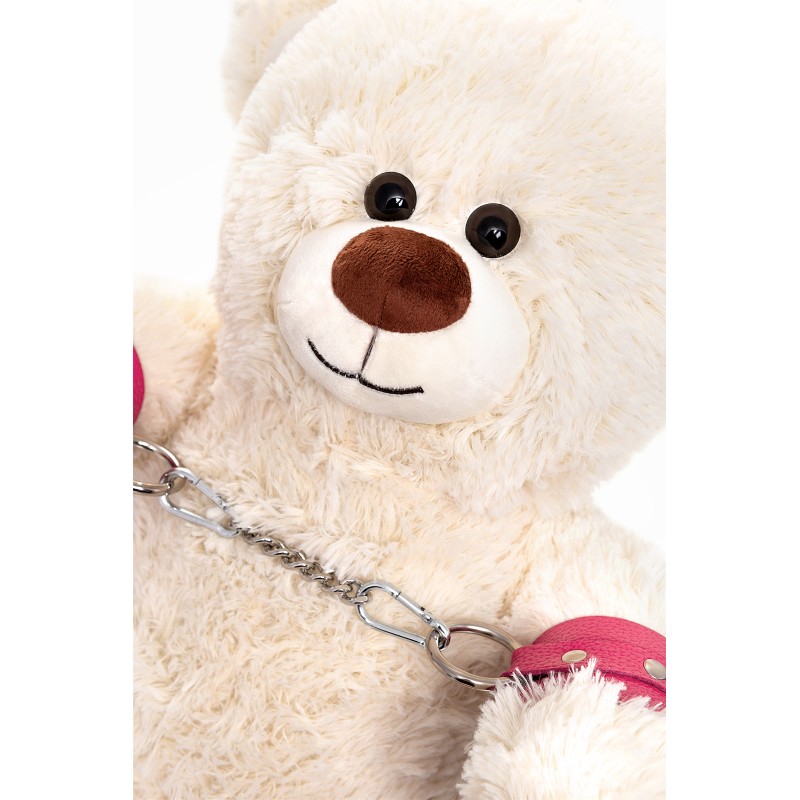 Бондажный набор Pecado BDSM, «Медведь белый», оковы, наручники, натуральная кожа, розовый