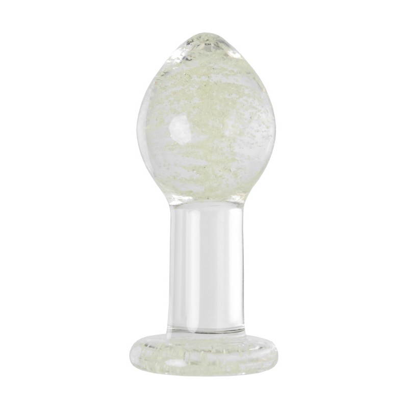 Анальная втулка Sexus Glass светящаяся в темноте, стекло, прозрачная, 6,5 см