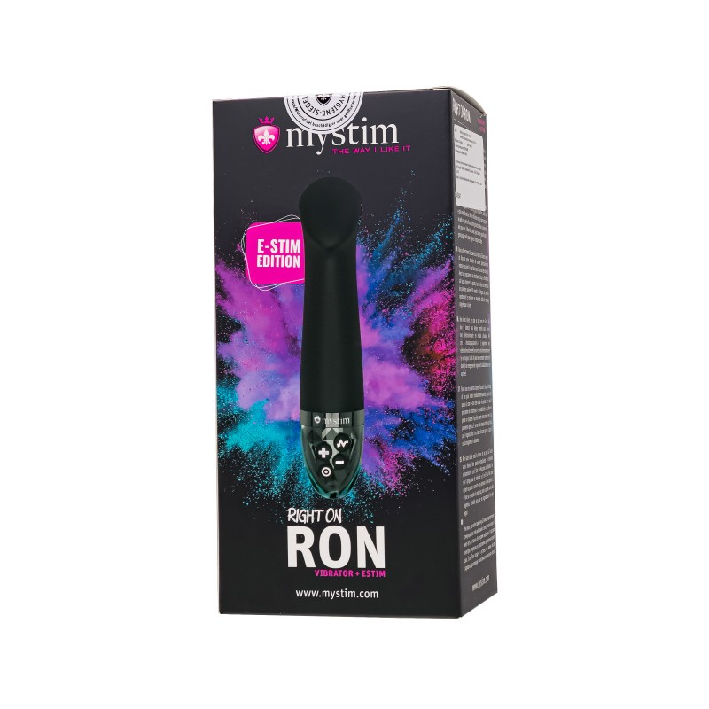 Вибратор Mystim Right on Ron с электростимуляцией,силикон, черный, 16,5 см