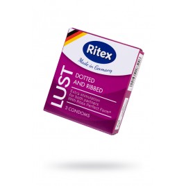 Презервативы Ritex, lust, латекс, рифленые, точечные, 19 см, 5,5 см, 3 шт.