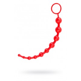 Анальная цепочка Black & Red by TOYFA, водонепроницаемая, ПВХ, красная, 31 см, Ø 3 см