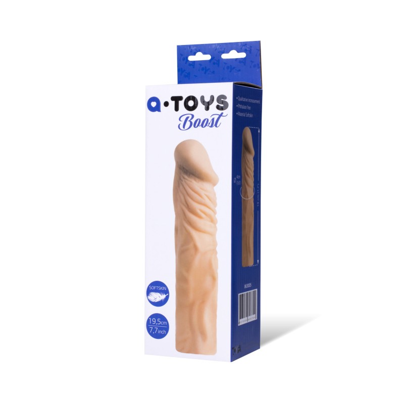 Насадка на пенис TOYFA A-Toys , SoftSkin, Телесный, 19,5 см