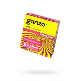 Презервативы Ganzo Long Love, с анестезирующим эффектом, латекс, 18 см, 3 шт