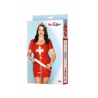 Костюм медсестры Candy Girl Eliza (платье, чокер, головной убор) красный, 2XL