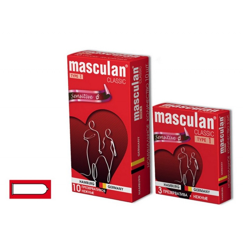 Презервативы Masculan Classic 1,  3 шт.  Нежные (Розового цвета)