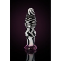 Анальная втулка Sexus Glass, стекло, бело-черная, 12,5 см, Ø 3,5 см