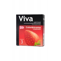 Презервативы Viva, цветные, аромат, латекс, 18,5 см, 5,3 см, 3 шт.