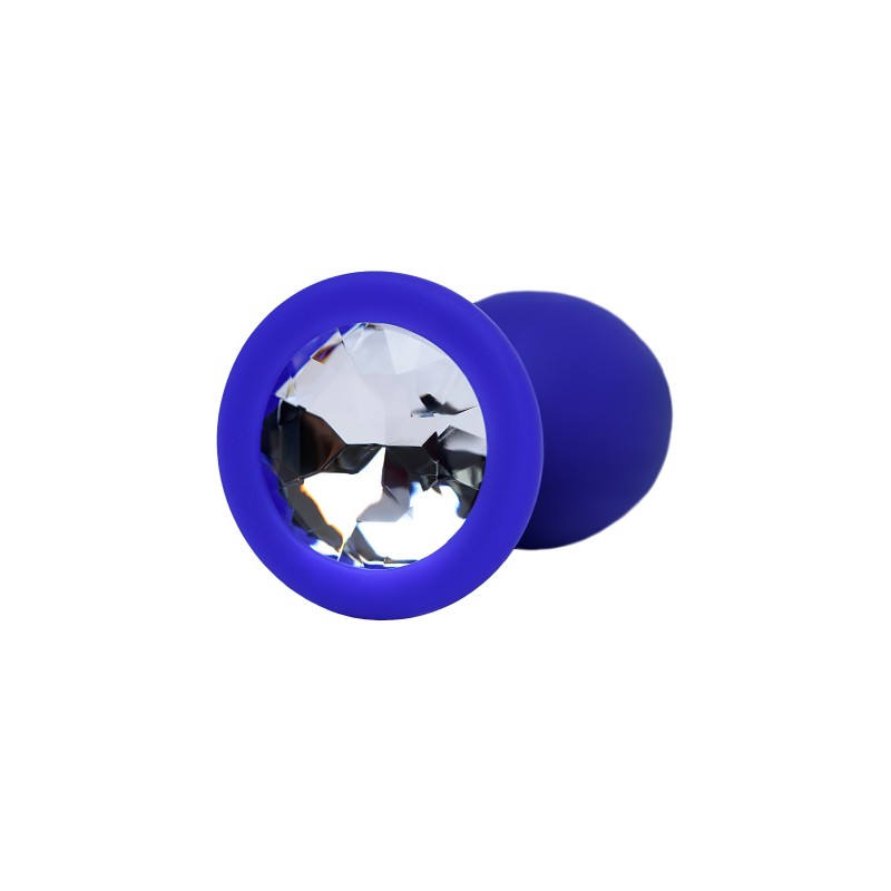 Анальная втулка ToDo by Toyfa Brilliant, силикон, синяя, с белым кристаллом 7 см, Ø 2,8 см, 26 г